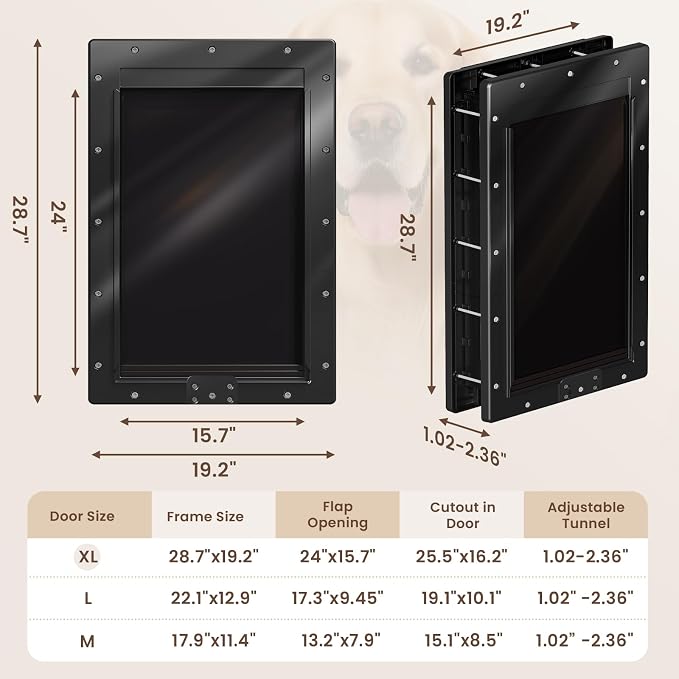 XL Dog Door for Door, Never Rust Plastic Extra Large Doggy Door for Interior - Image 6