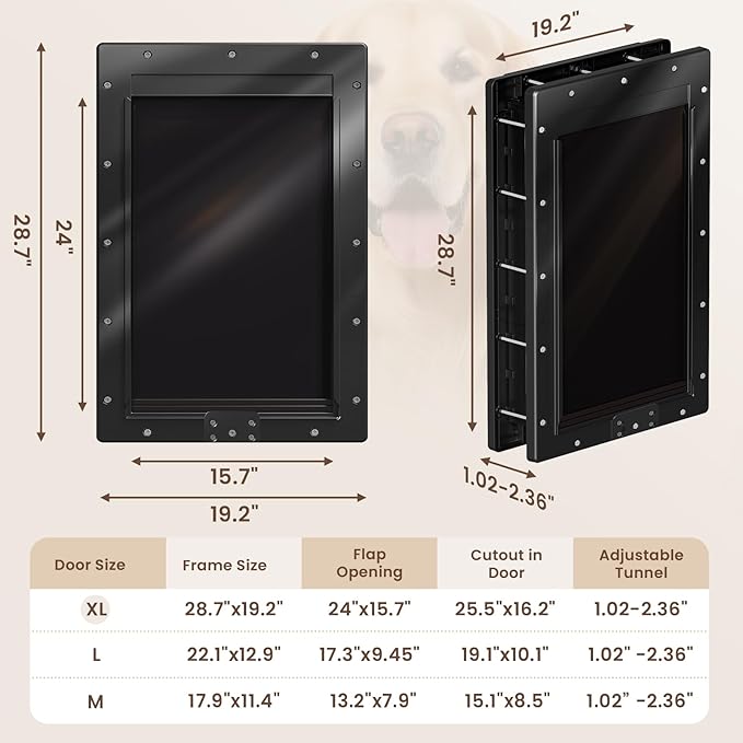 XL Dog Door for Door, Never Rust Plastic Extra Large Doggy Door for Interior - Image 7