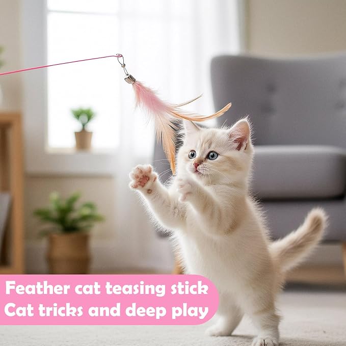 4 Pcs Cat Feather Toys, Cat Toys Wand - Image 5