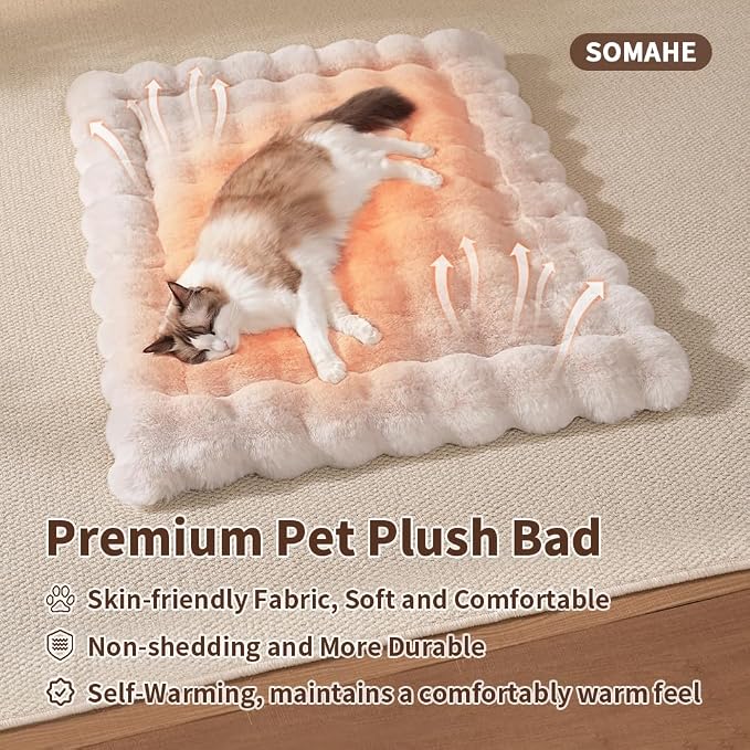 Self-Warming Cat Bed, Plush Faux Fur Pet Bed Mat - Image 2