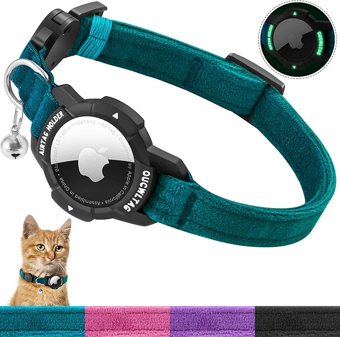 Luminous AirTag Cat Collar Breakaway, OUCWLTAG GPS Cat Collar by OUCWLTAG
