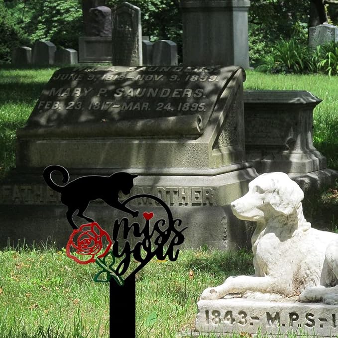 Memorial Grave Markers Metal Pet Memorial Stake Cat Memorial Sign, Miss You - Image 6