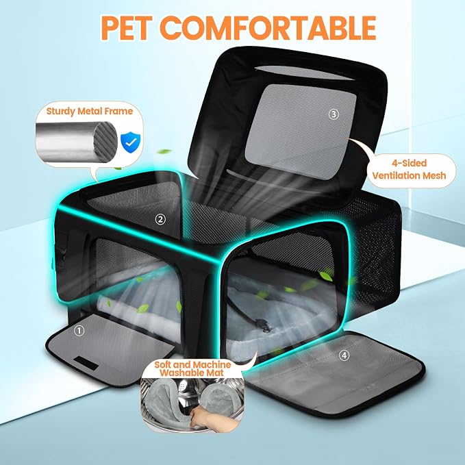 Petskd Top and Side Expandable Pet Carrier 19x13x9 Inches Southwest Allegiant - Image 6