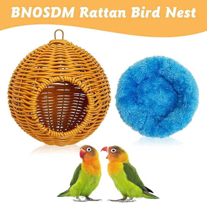BNOSDM Rattan Bird Nest Parrot Nesting House Parakeet Nesting Soft Lovebird - Image 7