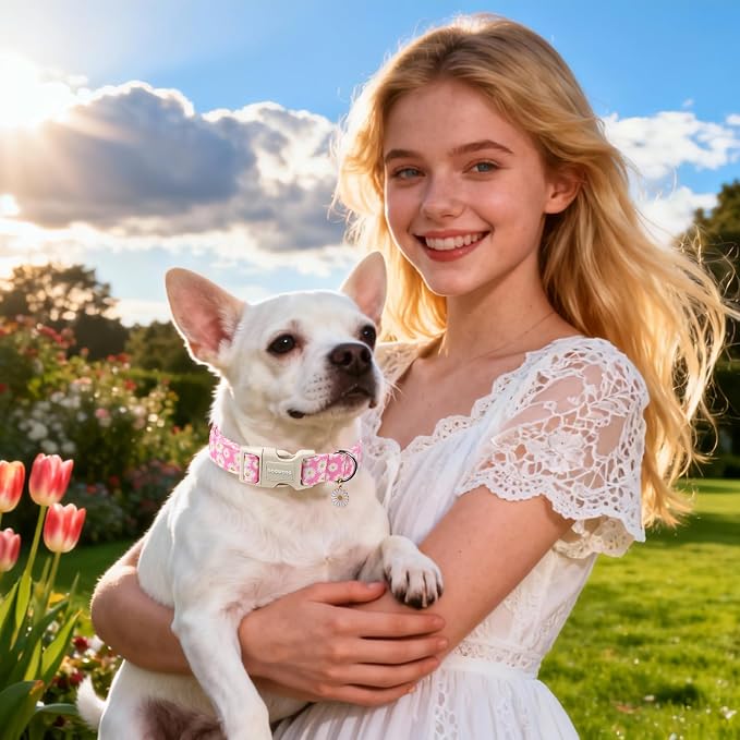 DOGWONG Flower Dog Collar-Daisy Flower Print Girl Dog Collar - Image 5