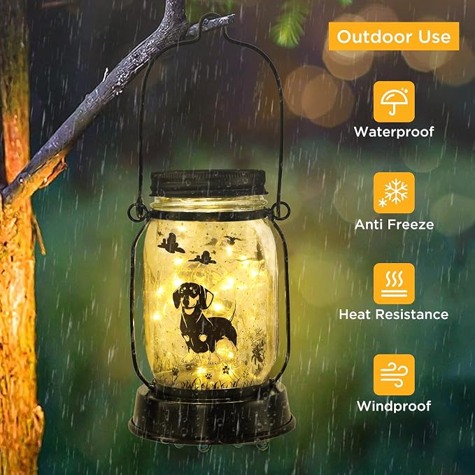 kyoryuger Dachshund Gifts for Women Dachshund Solar Lantern Outdoor Waterproof - Image 3