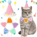 Sanwuta 2 Pcs Cat Birthday Party Supplies, Knit Cat Hat Kitten Birthday Bib by Sanwuta