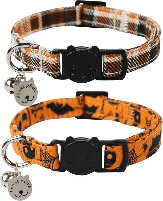 Lionet Paws 2pcs Pack Cotton Cat Collar, Breakaway Buckle by lionetpaws