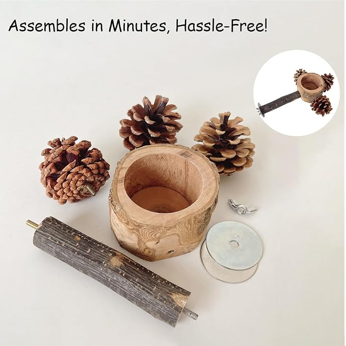 Bird Perch with Feeder for Cage & Chew Toys Pinecones - Image 6