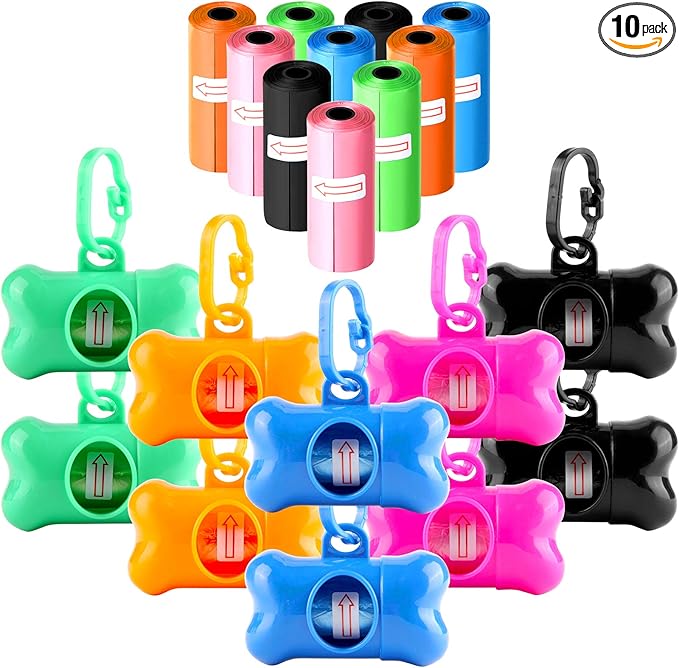 10 Pack Bone Shaped Poop Bag Dispenser Pet Waste Disposal Bag Dispenser by Arroyner