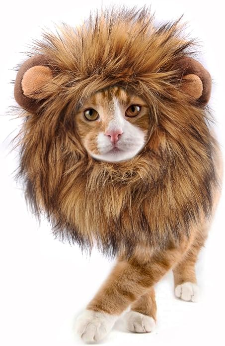 Onmygogo Lion Mane Wig for Cats and Dogs, Funny Pet Cat Costumes for Halloween by Onmygogo