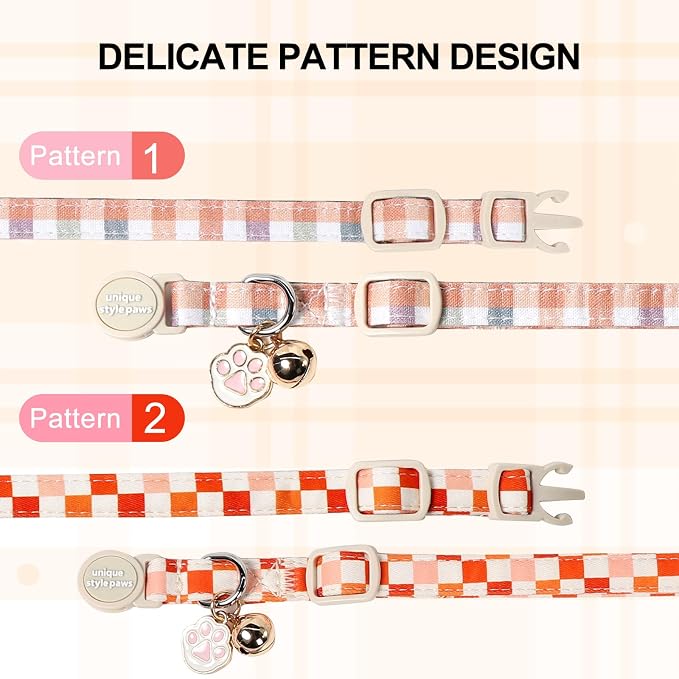 Unique Style Paws Orange Cat Collar, Cute Cat Collars - Image 2