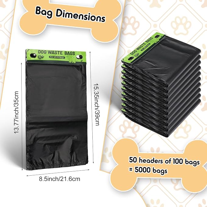 Ireer 5000 Pcs 50 Counts 5000 Pcs Header Bag Bulk Dog Pet Waste Bags Poop Easy - Image 2