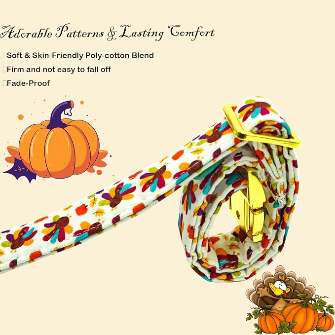 Thanksgiving Dog Collar, Turkey Dogs Collars Bow Tie Pet Collar Adjustable Pet - Image 4