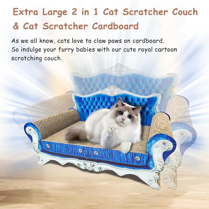 Luxury Cardboard Cat Scratcher Sofa Bed, Couch Shaped Cat Scratching Board - Image 6