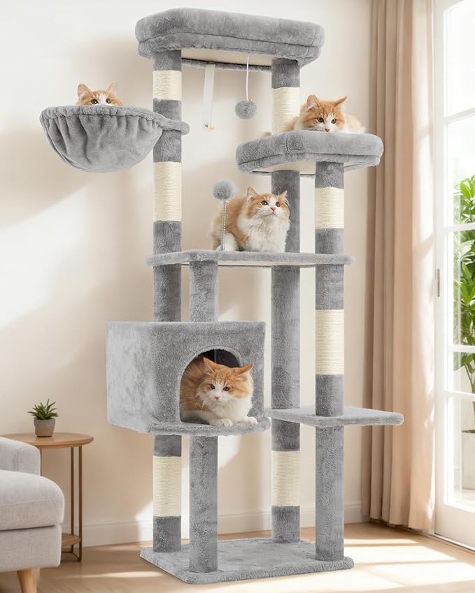 Cat Tree for Indoor Cats, 55.1 inch Cat Tower by Gitelnour