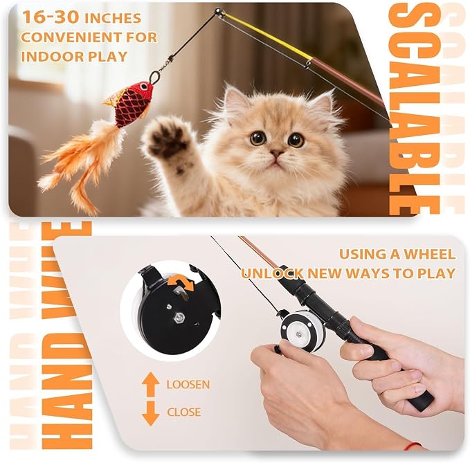 Cat Toys Interactive for Indoor Cats Wand Retractable Fishing Pole - Image 4