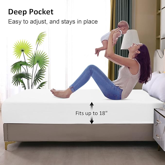 California King Mattress Protector Waterproof, Fitted Sheet Style Breathable - Image 4
