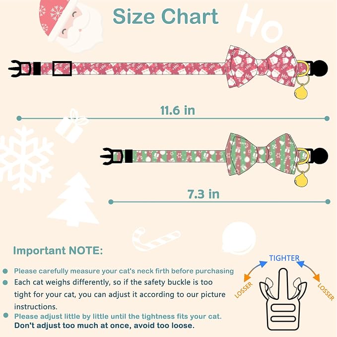 Faygarsle 2 Pack Christmas Cat Collars - Image 2