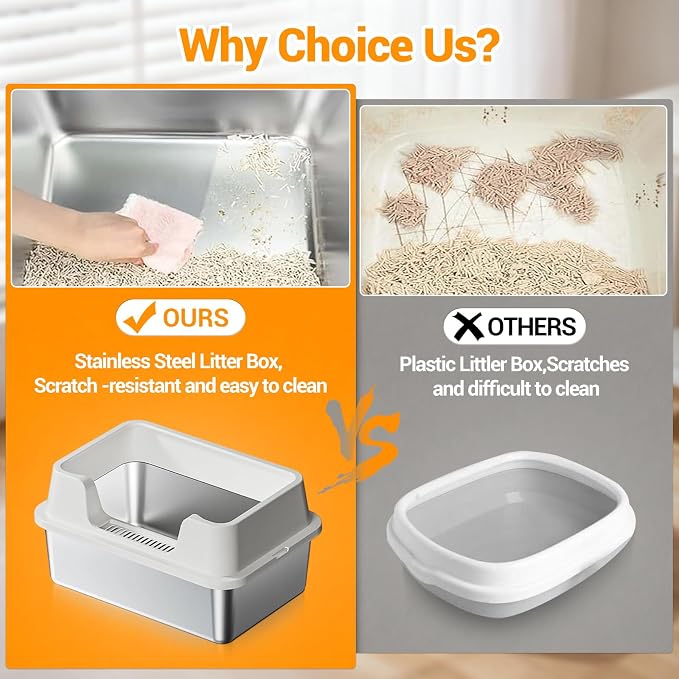 Stainless Steel Litter Box, XL Enclosed Cat Litter Boxes - Image 4