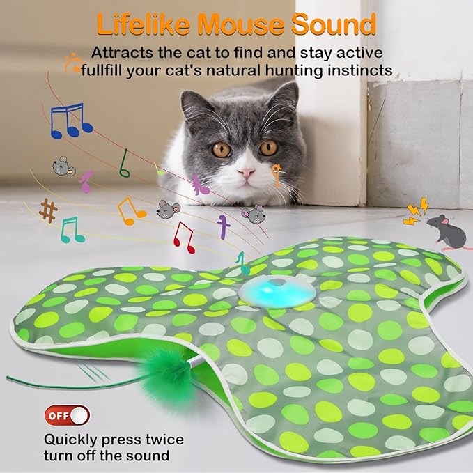 Interactive Cat Toys Rechargeable, Moving Concealed Feathers, Real Mouse Squeaky - Image 3