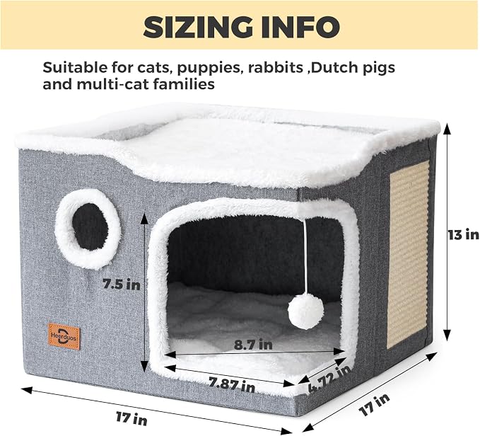 Cat Bed for Indoor Cats, Covered Cat Cave House & Furniture - Image 4