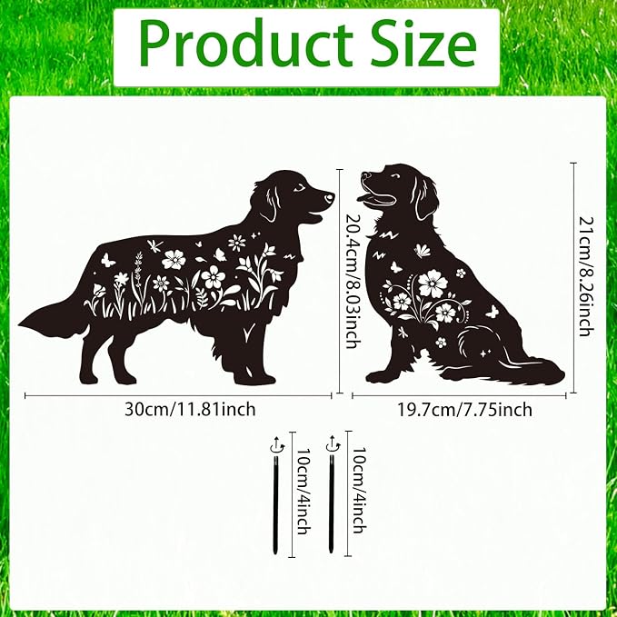 Golden Retriever Metal Garden Stakes Yard Decor, Lawn Ornaments - Image 2