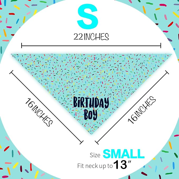 Birthday Boy Dog Bandanas 1 Pack, HBD Pet Scarves - Image 2