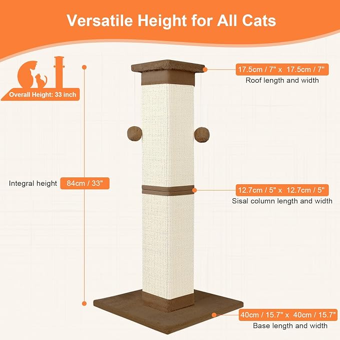 Cat Scratching Post 33 Inch Nature Sisal Cat Scratch Post - Image 2
