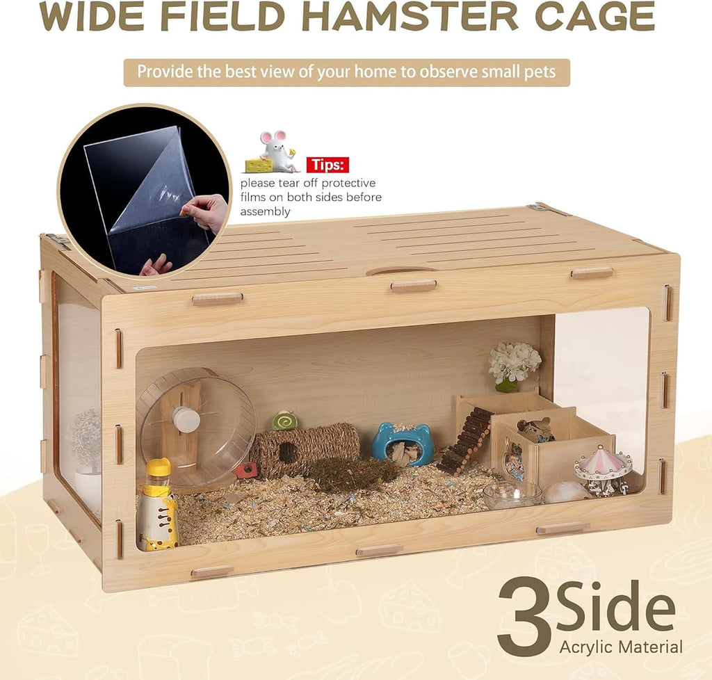 COZIWOW Wooden Hamster Cage, 32x16x16 Inch - GlobalHabitat Supply