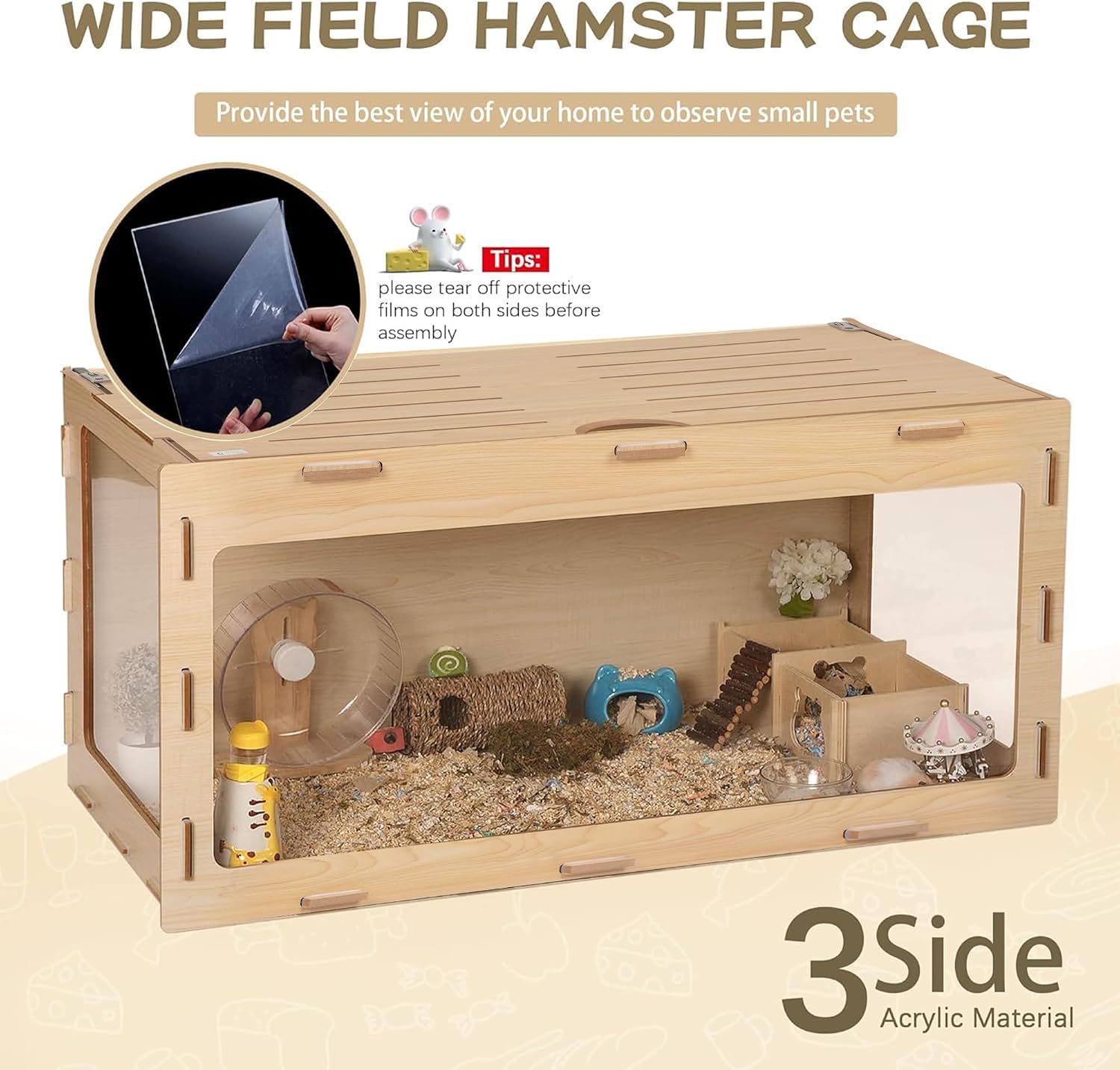 COZIWOW Wooden Hamster Cage, 32x16x16 Inch - GlobalHabitat Supply