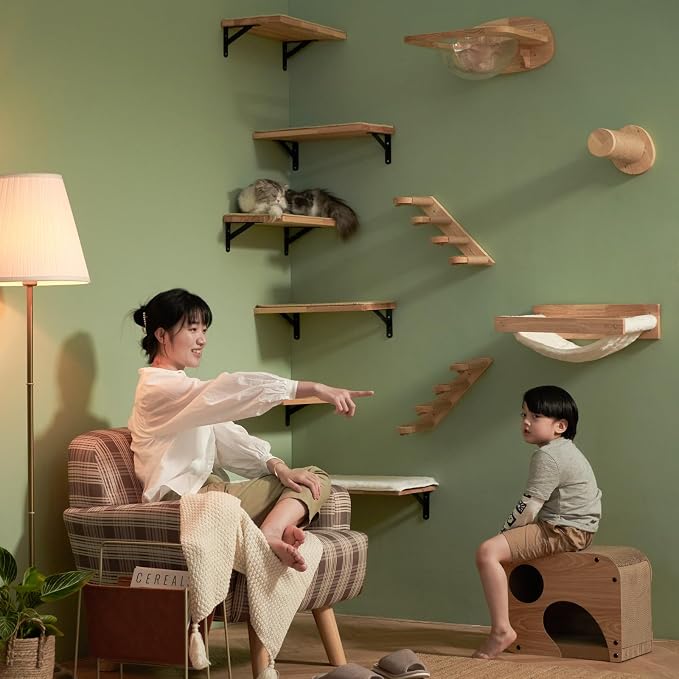 FUKUMARU Cat Wall Shelves, 17 x 10 Inch Cat Walls Furniture - Image 9