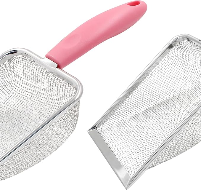 Hordion Cat Litter Scoop Stainless Steel Mesh Scooper, 2mm Mesh Non-Stick - Image 4