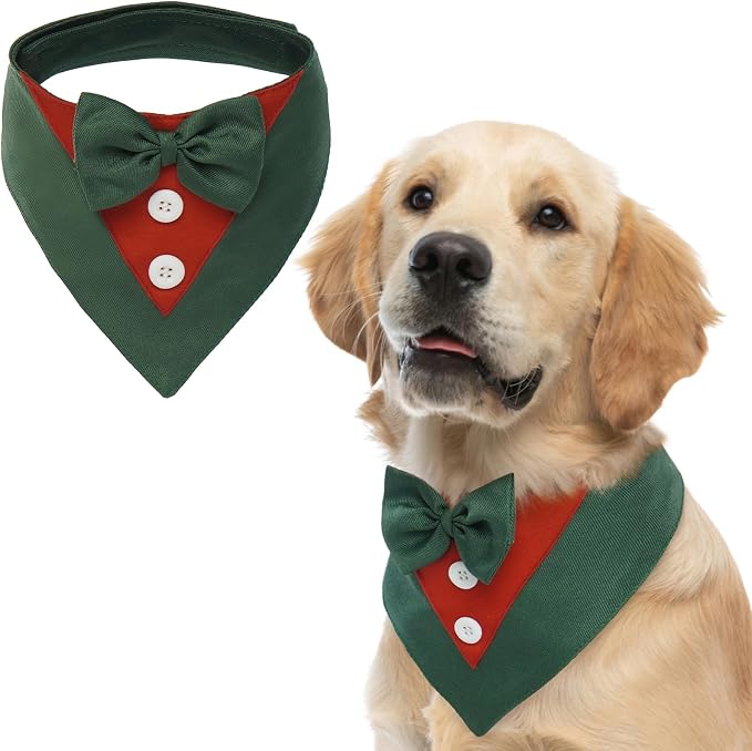 FUAMEY Dog Tuxedo Christmas for Large Dogs, Dog Formal Suit Dogs Attire Pet Bow by FUAMEY