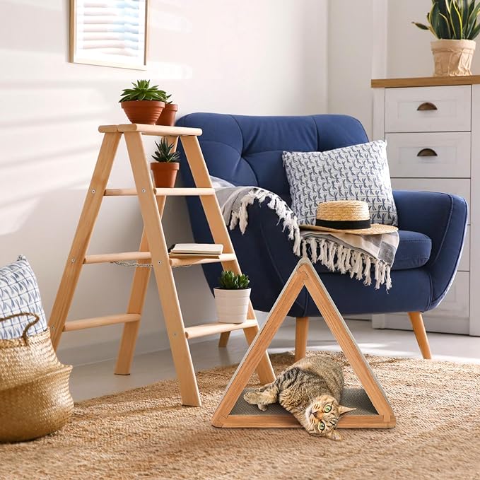 Nicunom 3-Sided Vertical Cat Scratching Post, Cat Scratcher Foldable, Triangle - Image 6