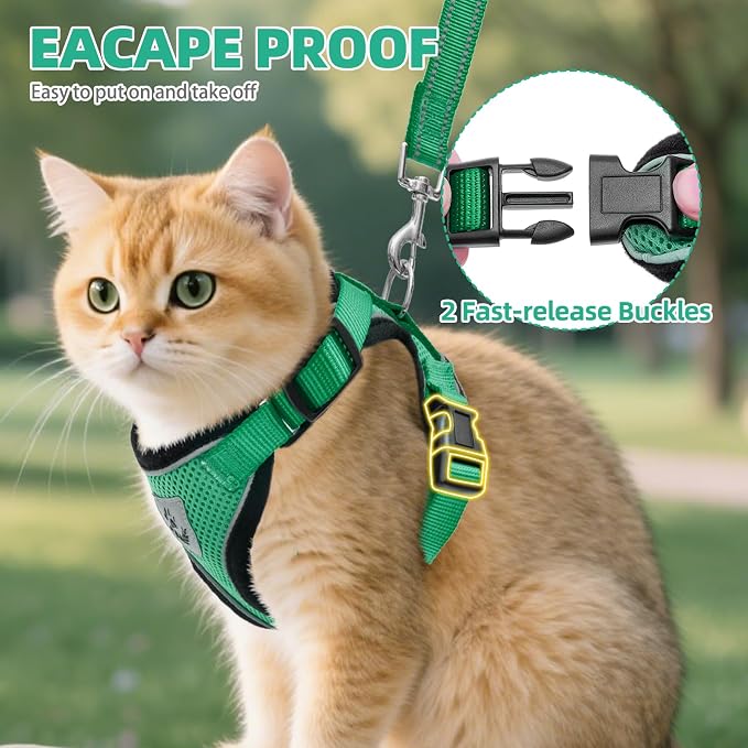 PUPTECK Cat Harness and Leash Set Escape Proof Reflective Cat Walking Harness - Image 3
