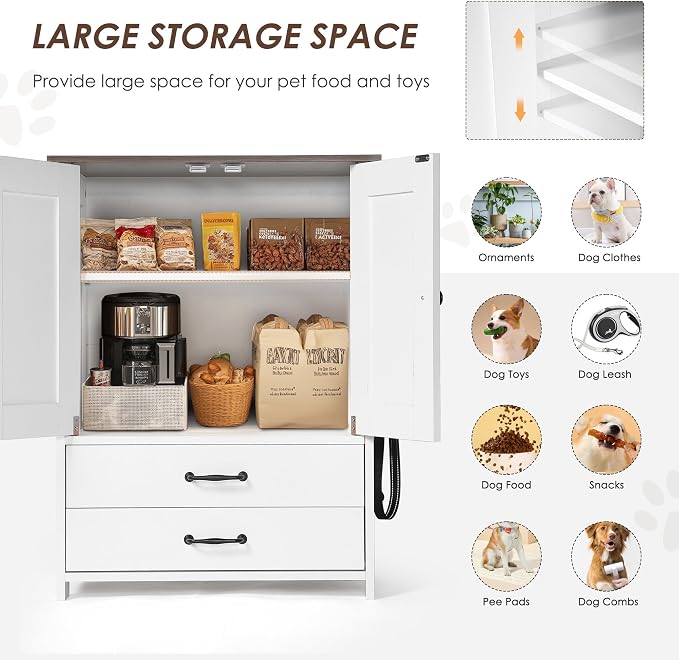 ZMAD Dog Feeding Station with Storage Cabinet and Double Door Locker with 2 - Image 6