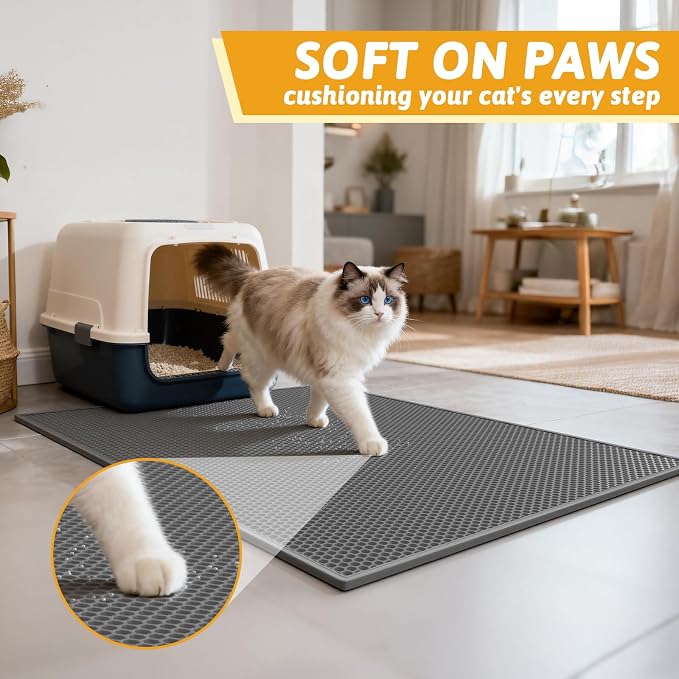 Pieviev Cat Litter Mat Double Layer Waterproof Urine Proof Trapping Mat 1 Pack) - Image 4