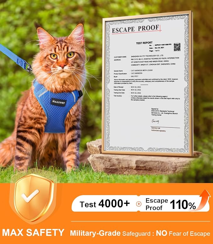 Halypet Cat Harness and Leash Set Escape Proof Soft Adjustable Cat Leash - Image 3