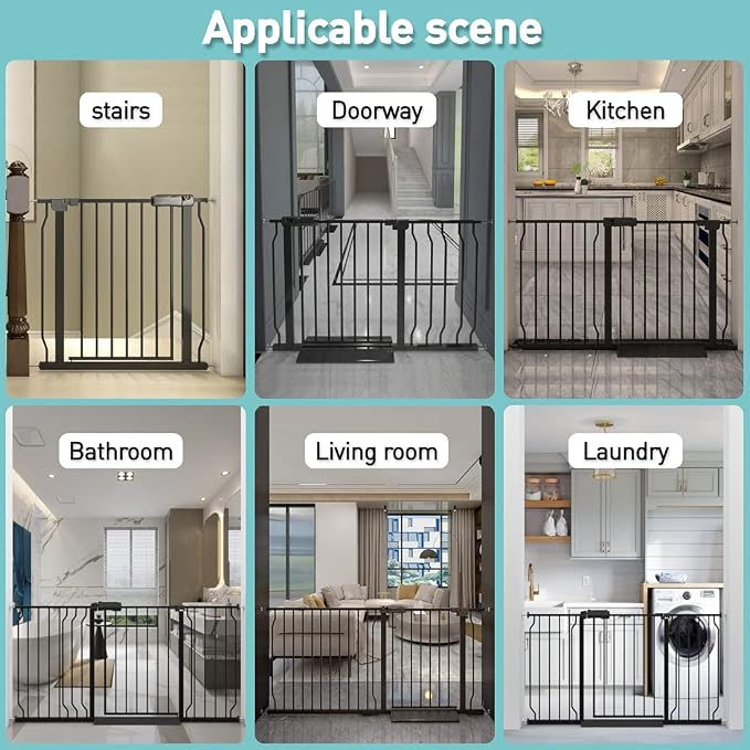 WAOWAO Baby Gate 76.38-81.10" Extra Wide Pressure Mounted Walk Through Swing - Image 5
