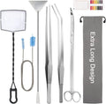 Extra Long Aquarium Aquascaping Tools Kit 8 in 1, Liveek Stainless Steel by Liveek