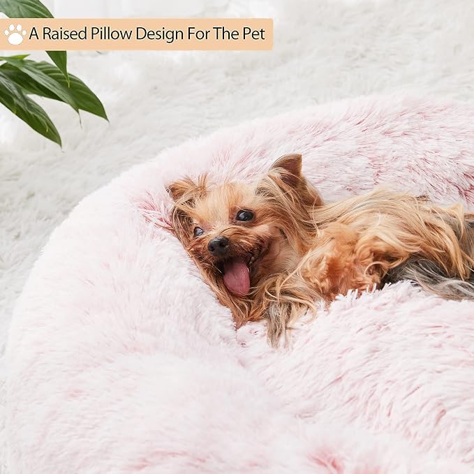 WNPETHOME Calming Dog Bed & Cat Bed Donut, Faux Fur Self-Warming Donut Cuddler - Image 4