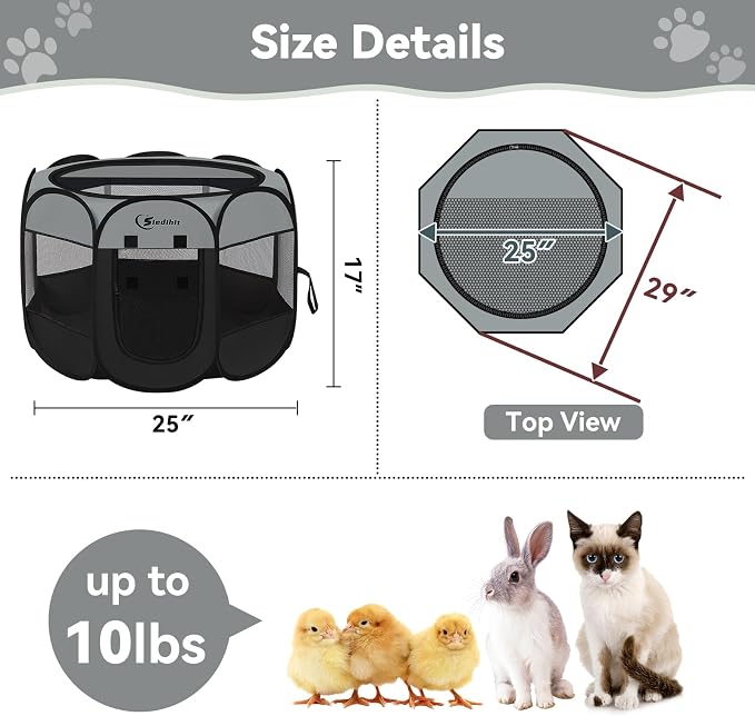 Dark Grey Dog Cat Playpen, Puppy Pet Playpen, Small Dogs Tent Crates Cage - Image 7