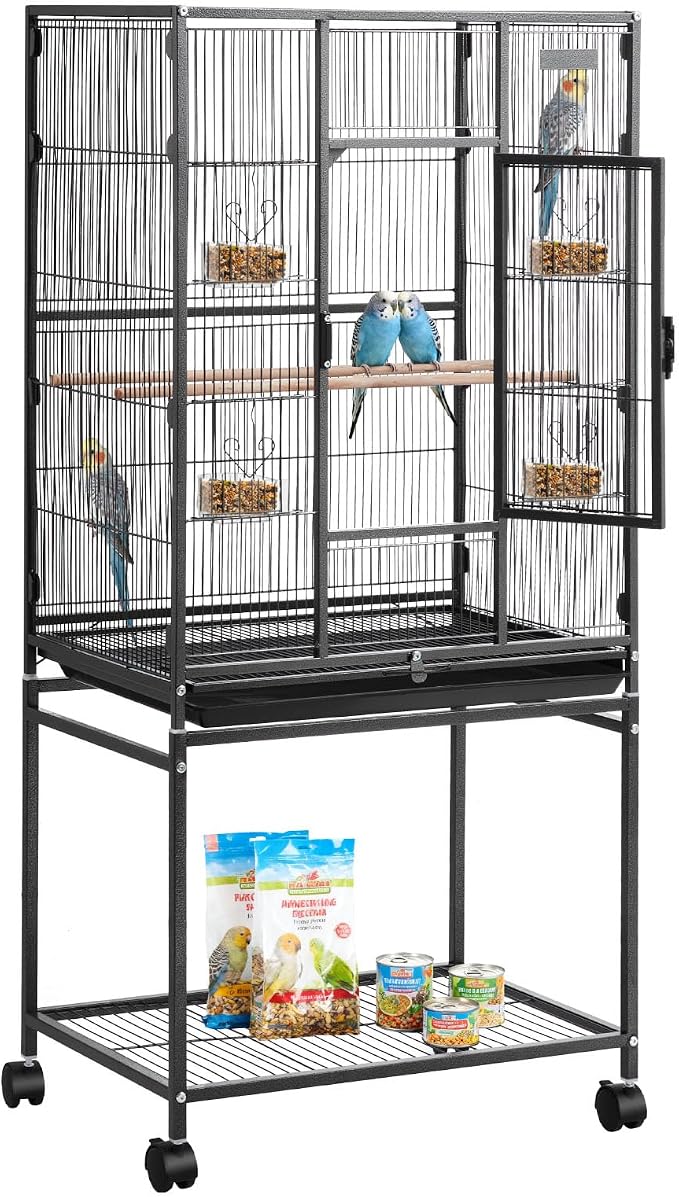 VEVOR Bird Cage, 24.6 x 16.7 x 53.9 inch, Flat Top, Wrought Iron Bird Flight by VEVOR