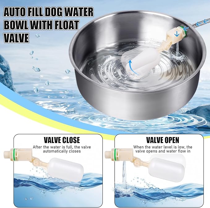 Automatic Dog Water Bowl Dispenser Large Breed Stainless Steel Auto Fill Dog - Image 2
