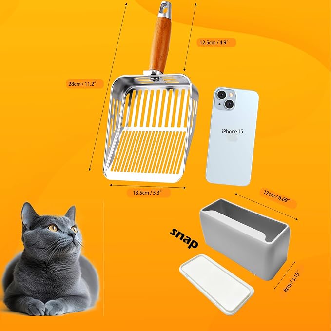 Rustproof & Unbreakable 304 Stainless Steel Metal Cat Litter Scoop - Image 6