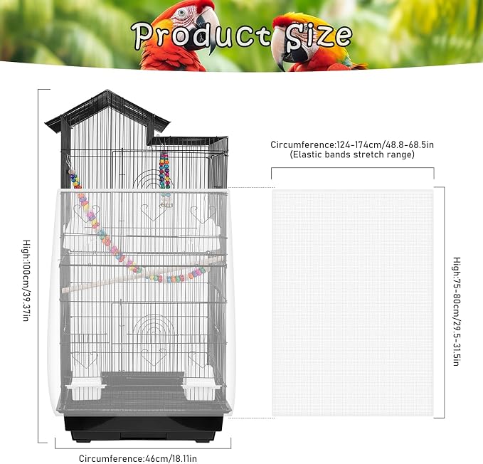 Universal Bird Cage Seed Catcher – Stretchy, Lightweight Mesh Skirt - Image 2