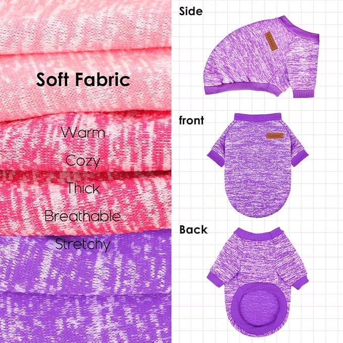 3 Pack Dog Sweaters for Small Dogs Girl Boy Winter Fleece Clothes Warm Soft Dog - Image 4