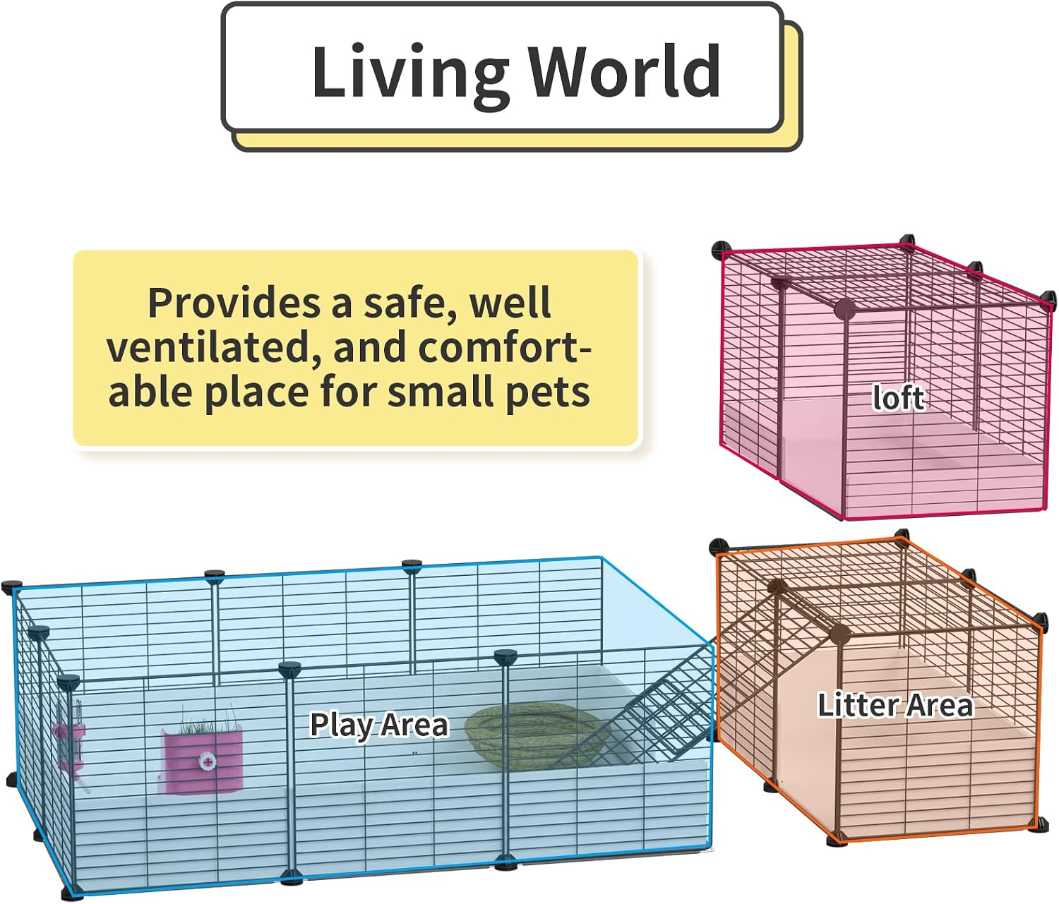 Oneluck Guinea Pig Cage with Waterproof Plastic Bottom - GlobalHabitat Supply