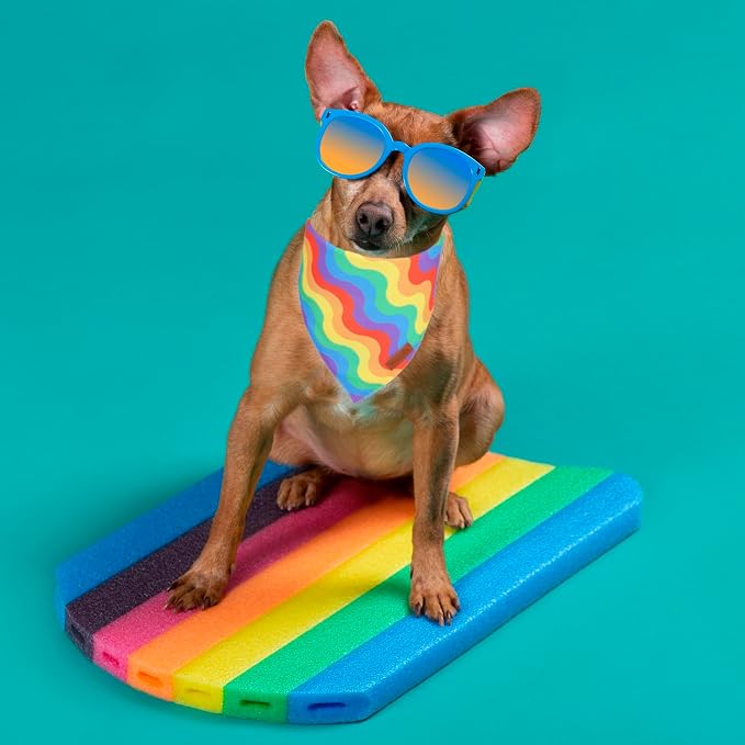 PTDECOR Rainbow Dog Bandanas Pride Day Dog Scarf Reversible Triangle LGBT+ - Image 3